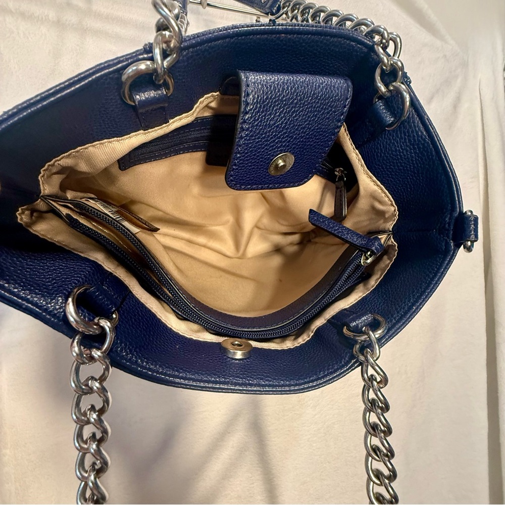 Dana Buchman Navy Leather Shoulder Bag - Picture 7 of 11